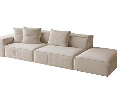 Modern Beige Sectional Sofa With Comfortable Cushions And Modular Design 3d model