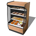 Commercial Refrigerated Display Cabinet With Wooden Frame Glass Door And Pastry Dessert Shelves