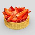 Delicious Strawberry Tart with Golden Crispy Base Topped with Fresh Red Sliced Strawberries