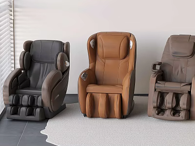 Black Brown And Beige Massage Chairs With Modern Design And Comfortable Seats 3d model