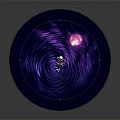 Anime Character Creature with Pink Hair Wearing Purple White Outfit on Glowing Purple Rippled Ground