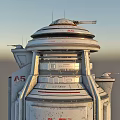 AR Marked Metal Weapon Towers With Defense Systems On Grassy Hillside