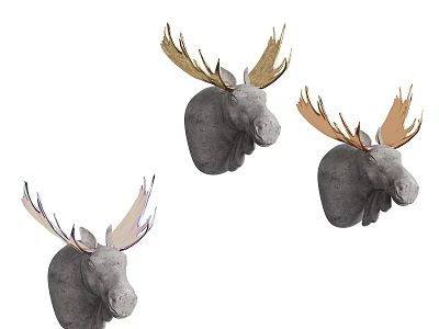 Modern Deer Head Wall Decor With Different Colored Antlers For Home Decoration 3d model