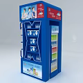 Multi Tiered Retail Display Shelf With Beverage Bottles And Top Advertising Posters 3d model