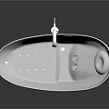 Modern White Freestanding Bathtub with Chrome Faucet and Oval Shape