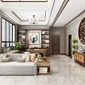 Modern Study Room Interior With Large Decorative Clock Green Plants And Wooden Desk