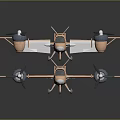 Aerospace Vehicle 3D Model Display With Two Units Propellers And Cockpits