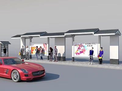 New Chinese Bus Platform Car Characters 3d model