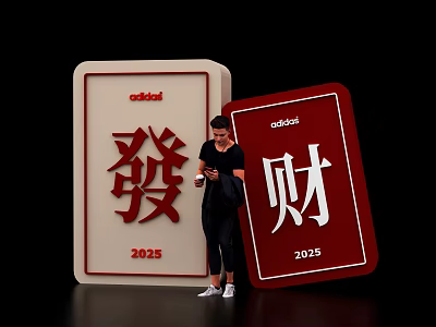 Adidas 2025 Good Fortune Photo Check-in Spot With Red Chinese Characters 3d model