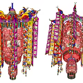 Traditional Chinese Lanterns with Intricate Patterns Colorful Tassels and Ornate Decorations
