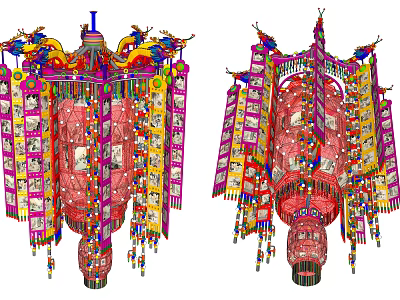 Chinese Lantern Guangdong Qianjiao Palace Lantern 3d model