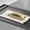 Stylish Tea Set Placed on Wooden Tray with Green Plants on Grey Countertop Near White Blinds