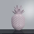 White Pineapple Sculpture Carving With Diamond Pattern Surface And Smooth Design 3d model