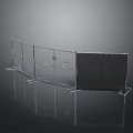 Metal Mesh Fence Structure With Black Panel Sections And Base Supports