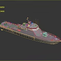 Modern Warship 3D Model With Streamlined Hull Design And Naval Deck Structure