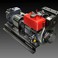 Diesel Generator Engine With Red Fuel Tank Silver Metal Casing And Heavy Duty Base Frame