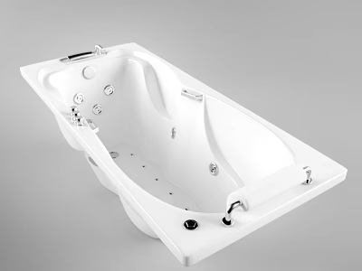 Modern Design White Freestanding Whirlpool Bathtub With Massage Jets And Faucet 3d model