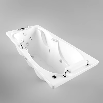 Modern Design White Freestanding Whirlpool Bathtub With Massage Jets And Faucet 3d model