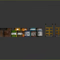 Assorted Colored Industrial Drums And Two Yellow Metal Storage Racks