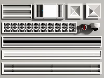 Various Types of Air Conditioner Air Vents with Different Grille Designs 3d model