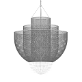 Elegant Modern Gold Multi layered Woven Mesh Chandelier With Round Reflective Base 3d model