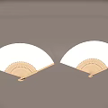 Two Traditional White Fans With Wooden Frames And Simple Design