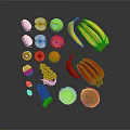 Assorted Fresh Fruits Like Apples Bananas Strawberries Grapes And Coconut Floating In Air