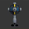 Sci Fi Mechanical Geometric Device With Blue Yellow Orange Components And Silver Base 3d model