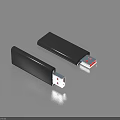 Sleek Black USB Flash Drives With Red Interfaces On Light Blue Background 3d model