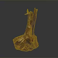 Natural Tree Stump Plant Decoration with Exposed Roots and Textured Surface for Indoor