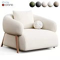 Beige Upholstered Accent Chair with Wooden Legs Armrests and Decorative Ball