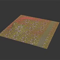 Green Square Surface With Grass Pattern White Flowers And Gray Stripe