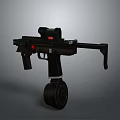 Black Firearm Weapon With Red Dot Sight Scope And Magazine Base Design 3d model
