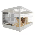 Black And White Hamster Cages With Wooden House And Water Bottle