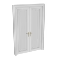 White Double Doors With Glass Panels And Golden Handles Decorative Grid
