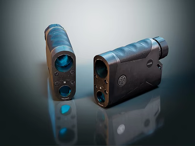 Commercial Laser Rangefinders With Black Textured Body Blue Lens And Ergonomic Grip 3d model