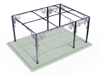 Elegant Iron Pergola With Decorative Scrolls Outdoor Garden Frame Structure Design 3d model