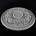 Artistic Detailed Carved White Plate With Intricate Floral And Curved Vine Patterns