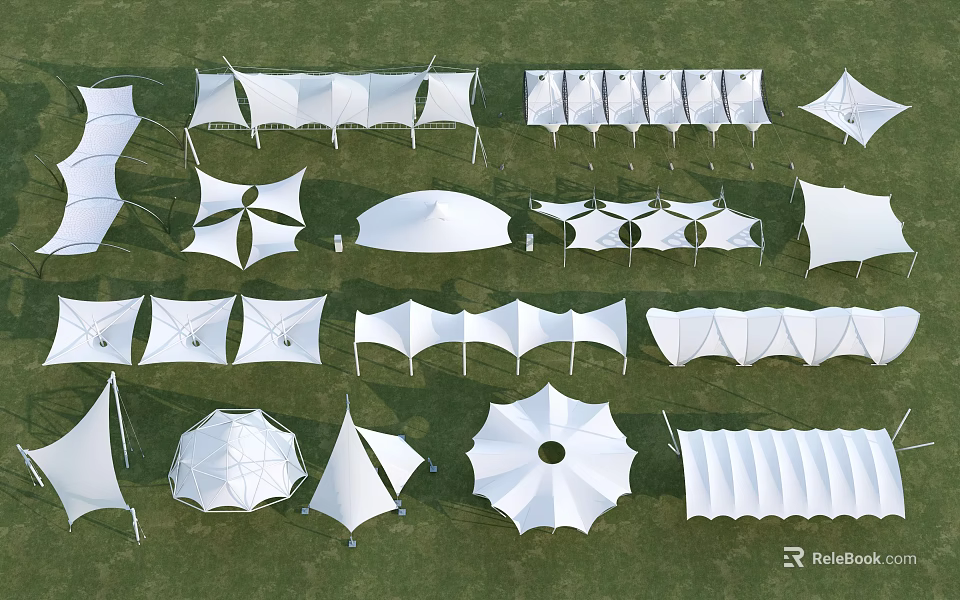 Tensile Membrane Assorted Design Types And Outdoor Architectural Structures 3d model 