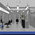Modern Hair Salon Interior With White Decor Mirrors Barber Chairs Front Desk And Green Plants