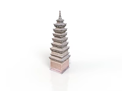 Traditional Chinese Tower Architecture With Multi Layered Structure And Stone Base 3d model