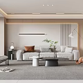 Modern living room sofa background wall sofa coffee table combination leisure chair without main lamp 3d model