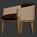Accent Chair With Dark Brown Upholstered Seat Backrest Light Pink Armrests Wooden Legs Decorative Studs