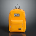 Yellow Backpack Featuring Black Handle Front Pocket and Label Daily Life Item 3d model