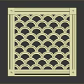Cream Colored Square Decorative Grille With Wavy Circular Cutouts And Corner Holes