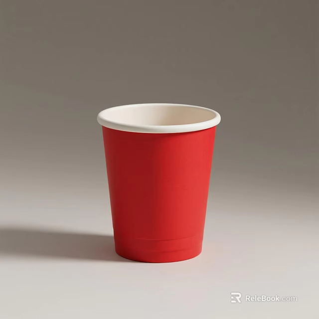 Red Paper Cup With White Rim For Everyday Use And Simple Design 3d model 