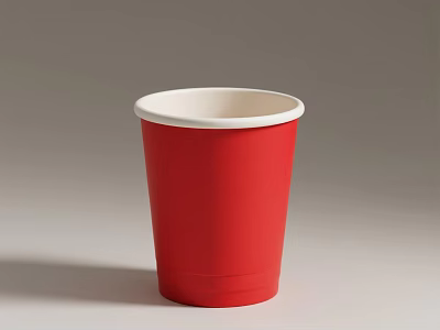 Red Paper Cup With White Rim For Everyday Use And Simple Design 3d model