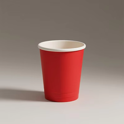 Red Paper Cup With White Rim For Everyday Use And Simple Design 3d model