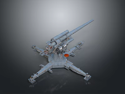Metal Cannon Model With Long Barrel And Complex Base Structure 3d model Metal Cannon Model With Long Barrel And Complex Base Structure 3d model