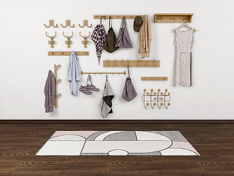 Modern Hook Simple Clothes Hanger Clothing Carpet 3d model